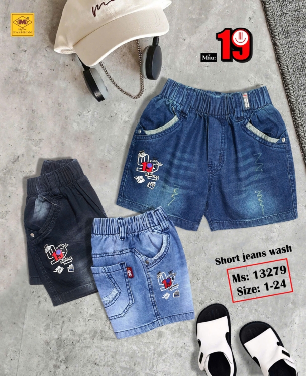 QUẦN SHORT JEANS WASH - 19