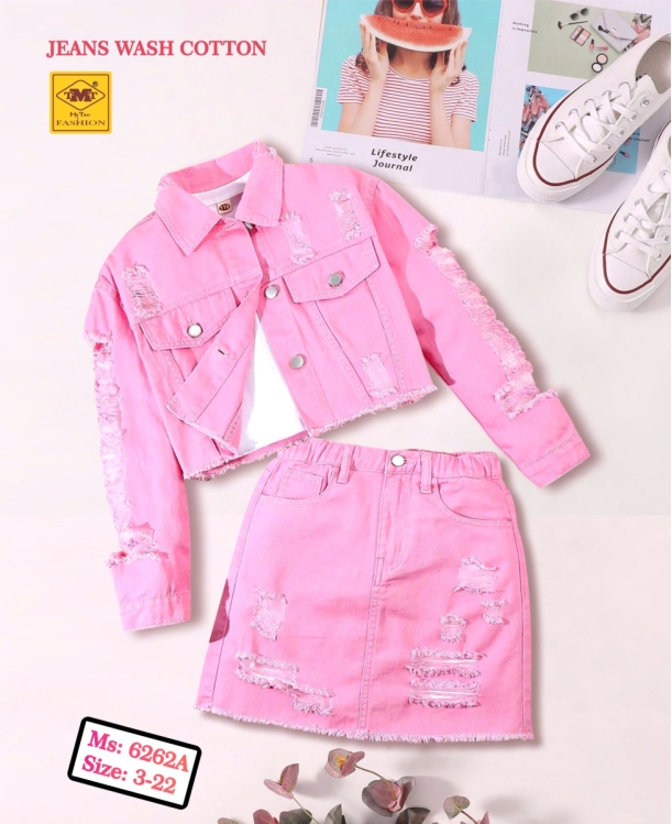 SET JEANS WASH HỒNG - MS 6262A
